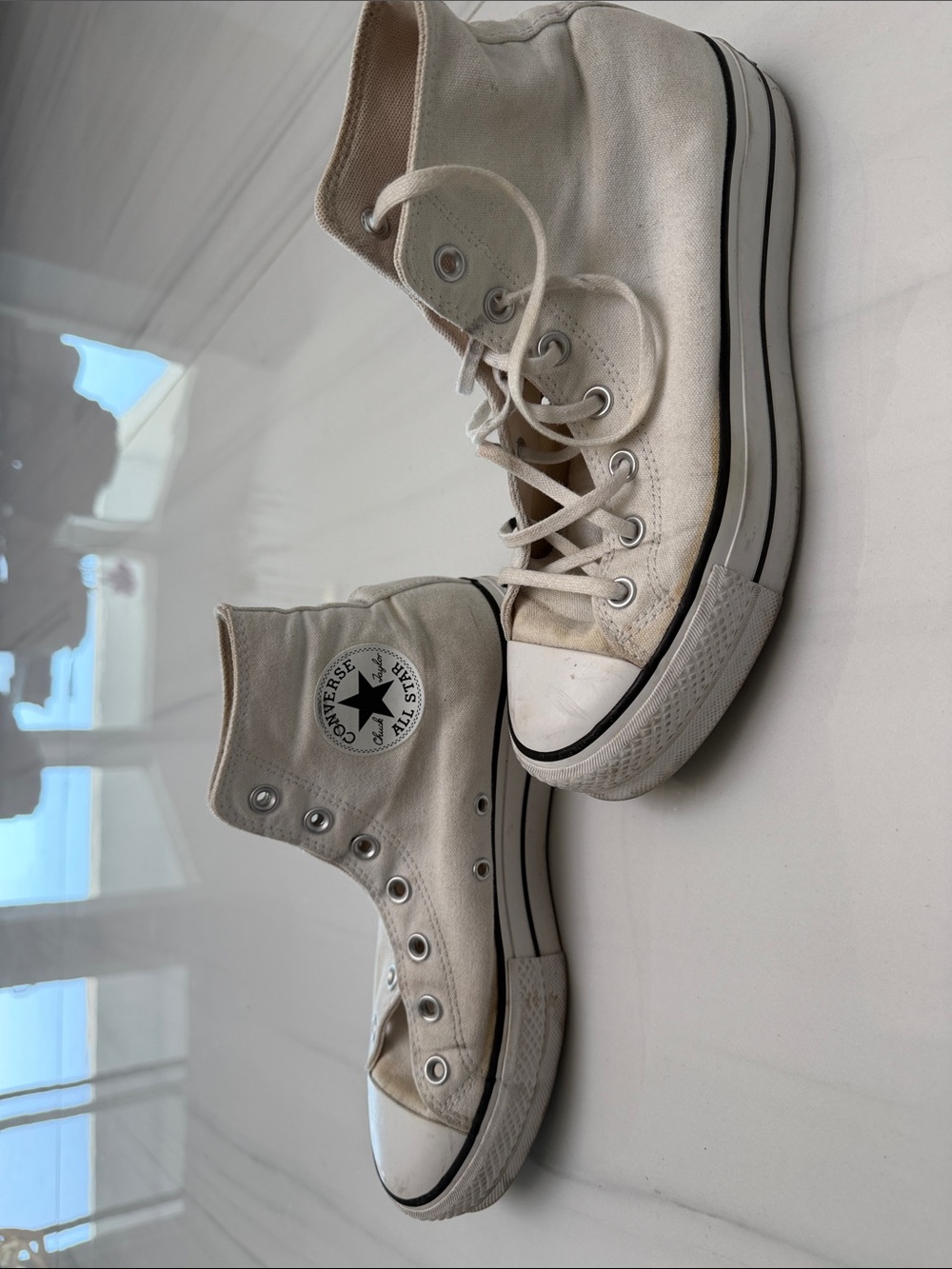 Converse High Top Sneakers in Off-White/Cream